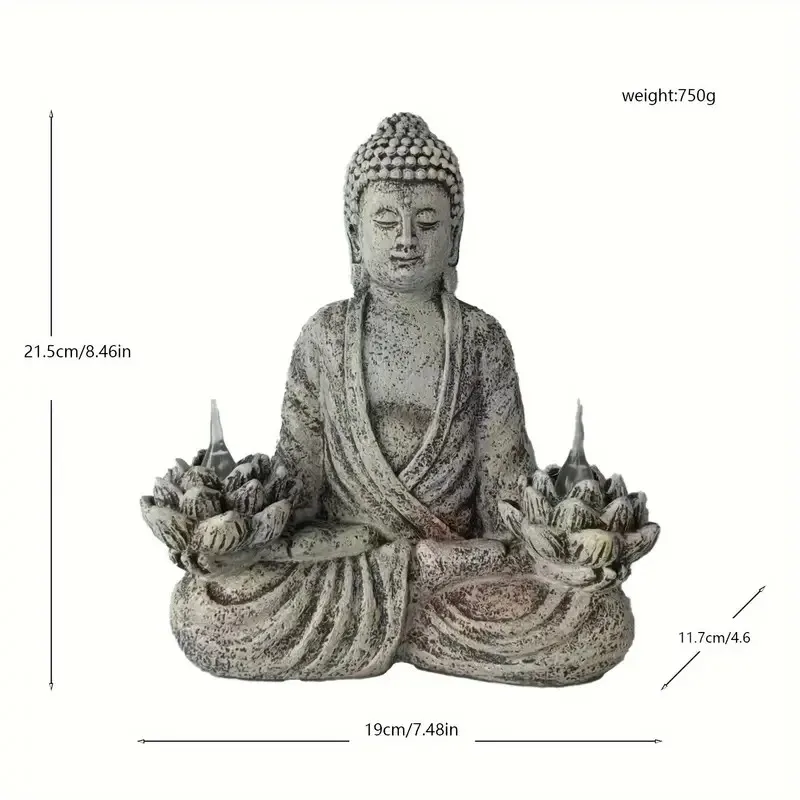 1pc Lotus Buddha Statues with LED Lights, Solar-Power Buddha Sculpture Decor for Home Garden, Yard, Patio, Yoga. 4