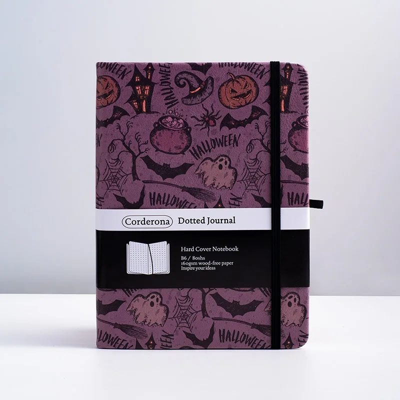 

Halloween B6 Bullet Dotted Journal Elastic Band 160gsm Thick Paper Bujo Hardcover Dot Grid Notebook
