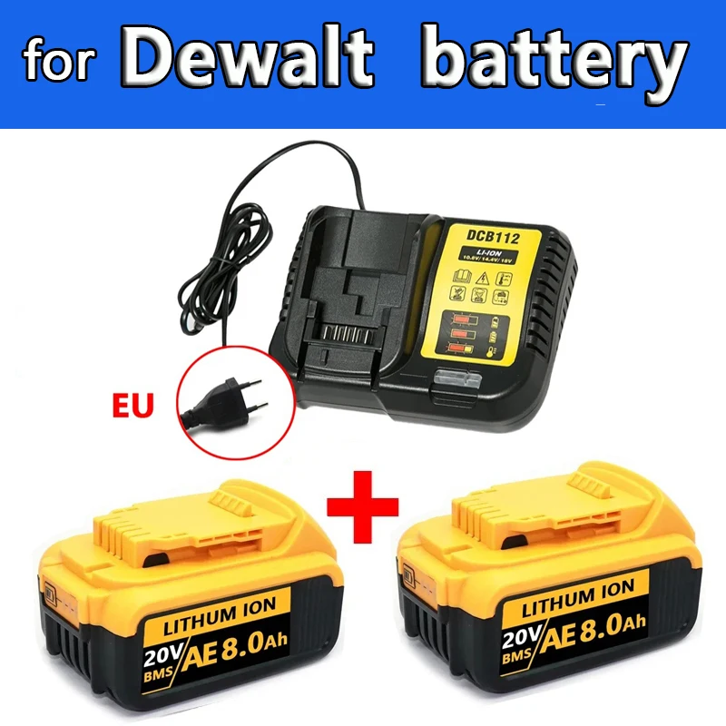 

8Ah/12.0Ah For DeWalt 20V Battery 18650 DCB200 Replacement Battery Compatible With For Dewalt 18V/20V Tools Battery