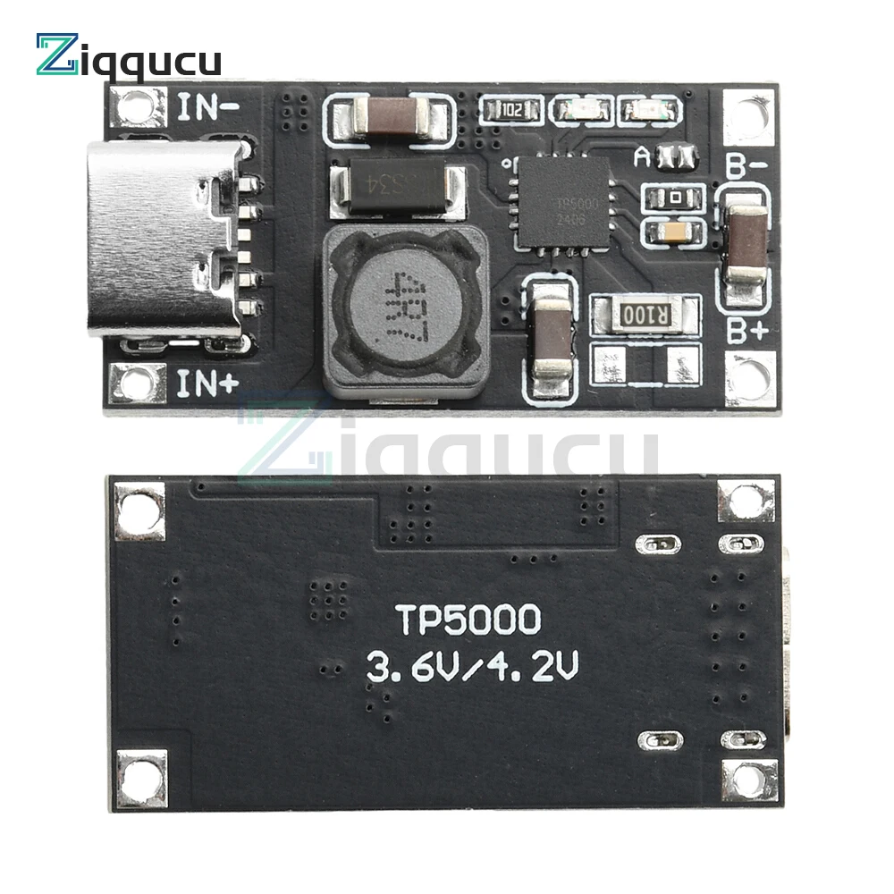 【Factory-direct】 TP5000 4.2V/3.6V 1A Li-ion Charging Board Type C Interface DC 4.5-9V to 4.2V/3.6V Step Down Charger Module.