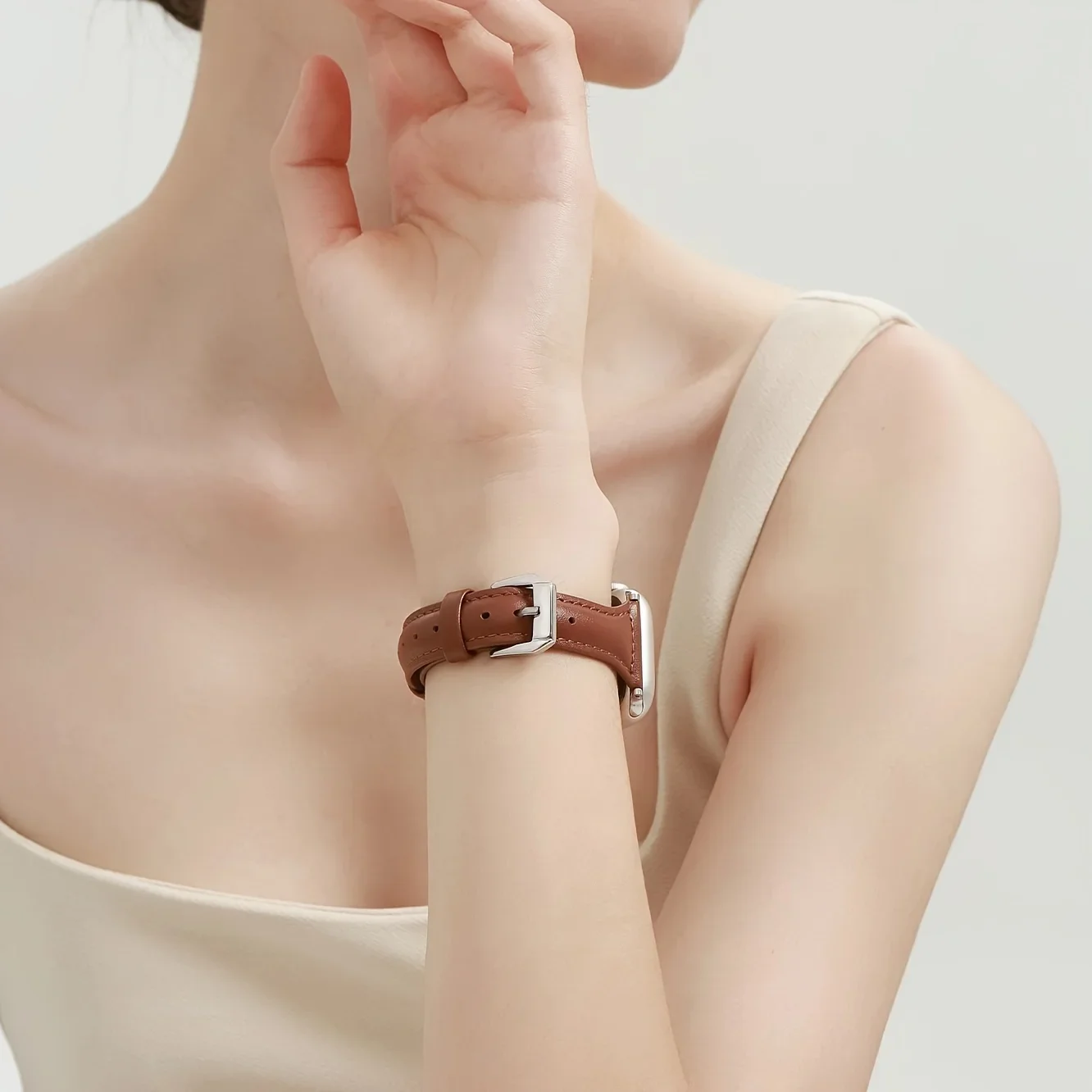 Elegant Slim Leather Watch Strap Bracelet Loop