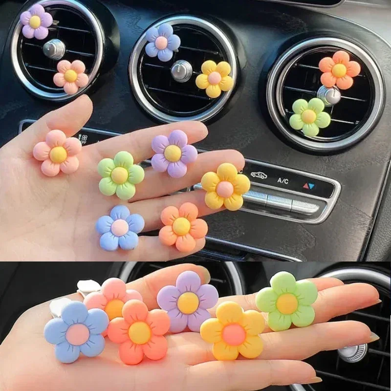 Cute Flower Car Perfume Clip Aromatherapy Air Conditioning Ventilation Ornaments Car Interior Decoration Supplies Car Scent