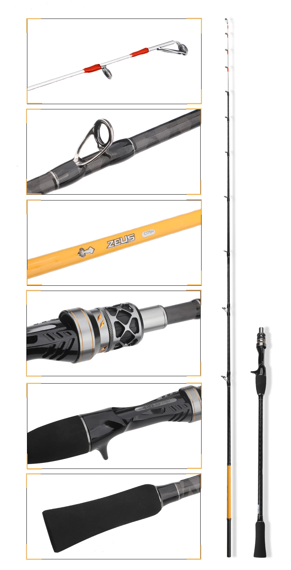 Rollfisch Titan Spitze Tintenfisch Tintenfisch Tintenfisch Kohle faser Guss Angelrute Boot Licht langsam Jigging Rute Action antik wt111g 1,75 m – Detail 10