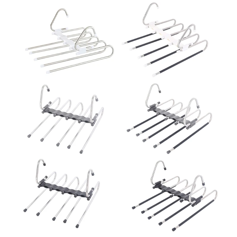 

Многофункциональная вешалка для брюк, 5-уровневая портативная вешалка для брюк из нержавеющей стали, организация хранения Прямая