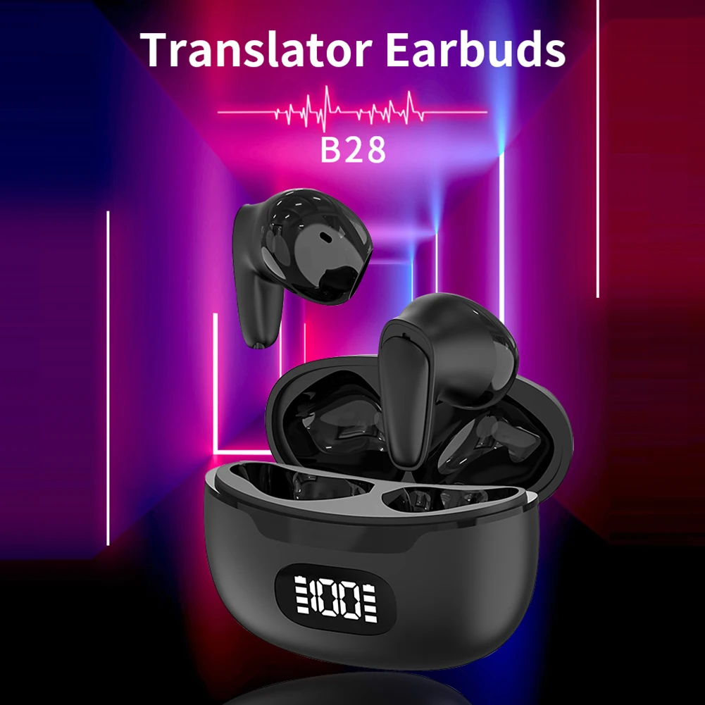 144 Languages Real Time Translator Earbuds Wireless Bluetooth-Compatible 5.1 Two-Way Translator Headset IPX6 Waterproof