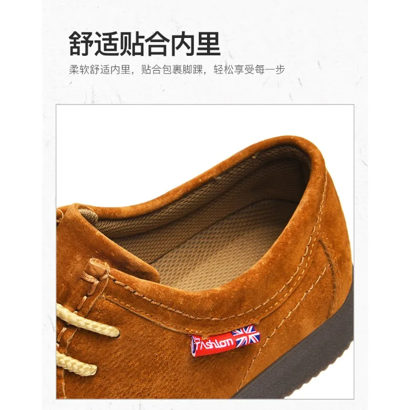 Autumn Men Casual Shoes Suede Leather Work Shoes Male Lace-up Flats Sneakers Platform British Business Party Dress Shoes 38-45 4
