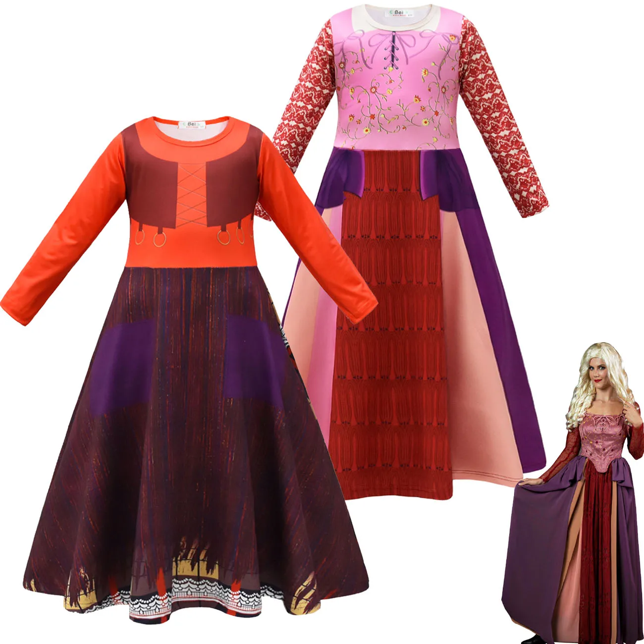 Festa Festiva Hocus Pocus 2 Costume Di Halloween Per Ragazze Sarah Sanderson Sisters Cosplay Dress Outfit Kids Carnival Fancy Dress