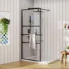 Shower Door Tempered Glass Shower Screen with Tool Bar Towel Rack for Walk in Bathroom 3 Grid Style Sleek Modern Design 2