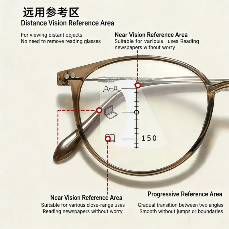 Auto-Adjusting Multifocal Reading Glasses with Clear Black Frames