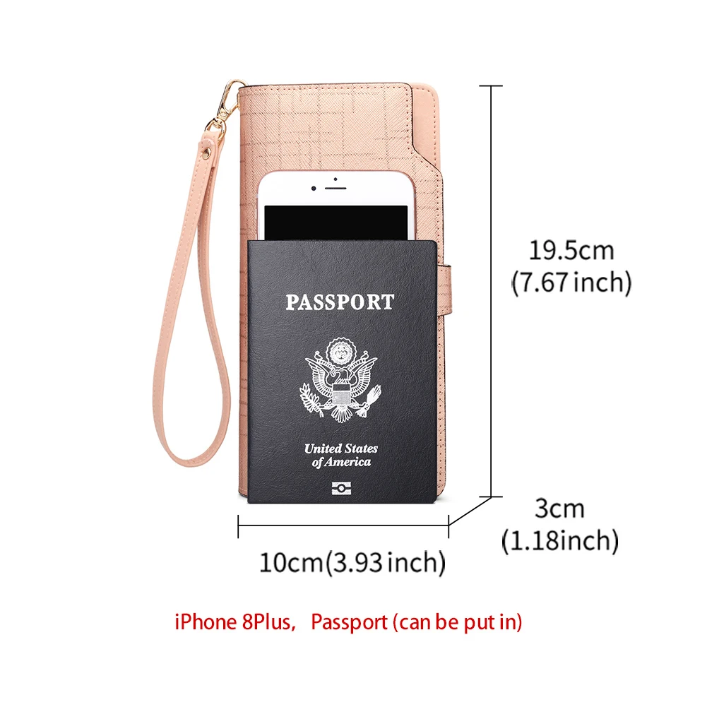 FOXER Women Cowhide Leather Wallets Long Bifold Wallet Clutch Cellphone Bag with Wristlet Quality Card Holder Zipper Coin Purse