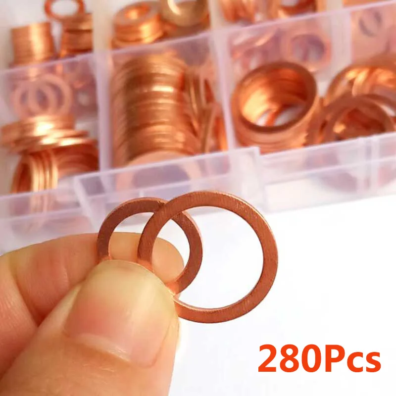 

Шайба, медное уплотнение, рабочая шайба, штепсельная пробка, масло для лодки, плоское уплотнительное кольцо, инструмент 280 шт. M5 M6 M8 M10 M12 M14 M16 ...