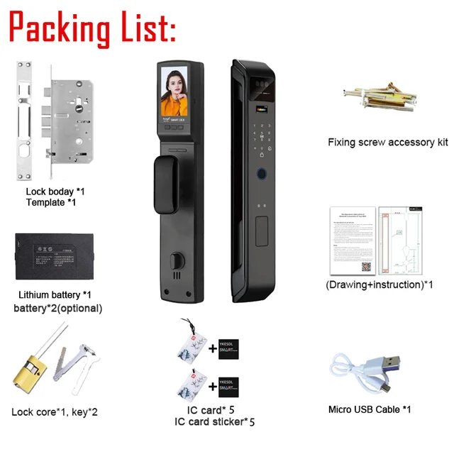 WIfi Tuya APP Remote Unlock Voice Intercom 3D Face Recognition Smart Door Lock With Camera Fingerprint Password Digitl Door Lock 6