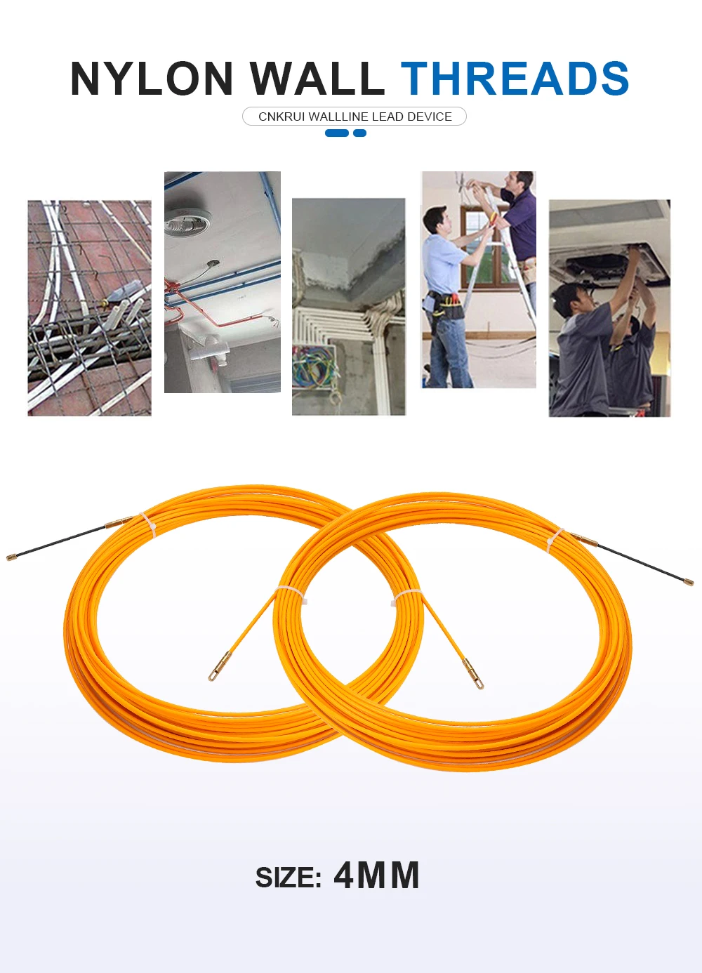 Description Picture 3 of item4MM 5/15/20/25/30M Fiberglass Cable Puller Fish Tape Reel Conduit Ducting Threader Puller Rodder Pulling Lead Wire Wiring Device