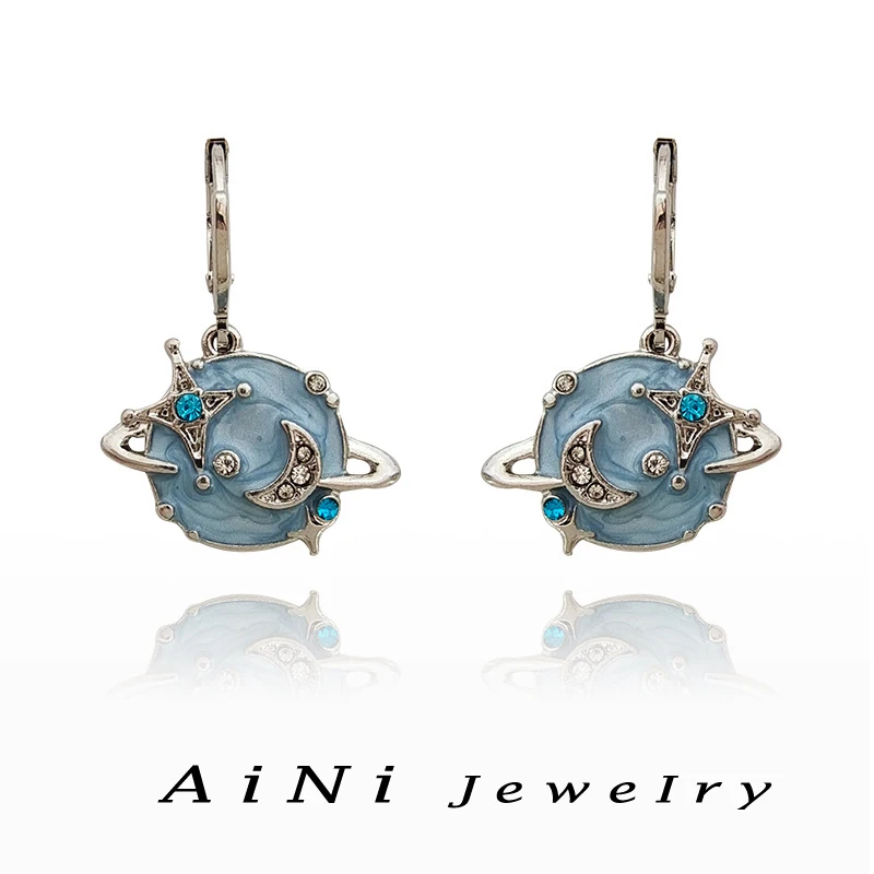 

Fashion Jewelry 2023 Trend New Luxury Temperament Blue Color Enamle Earrings For Women 2023 Trend New Delicate Design Wholesale