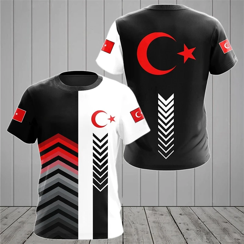 Camiseta con bandera de Turquía para hombre, sudadera con estampado de camuflaje del ejército, Jersey suelto con cuello redondo, ropa de manga corta a la moda, Tops de verano