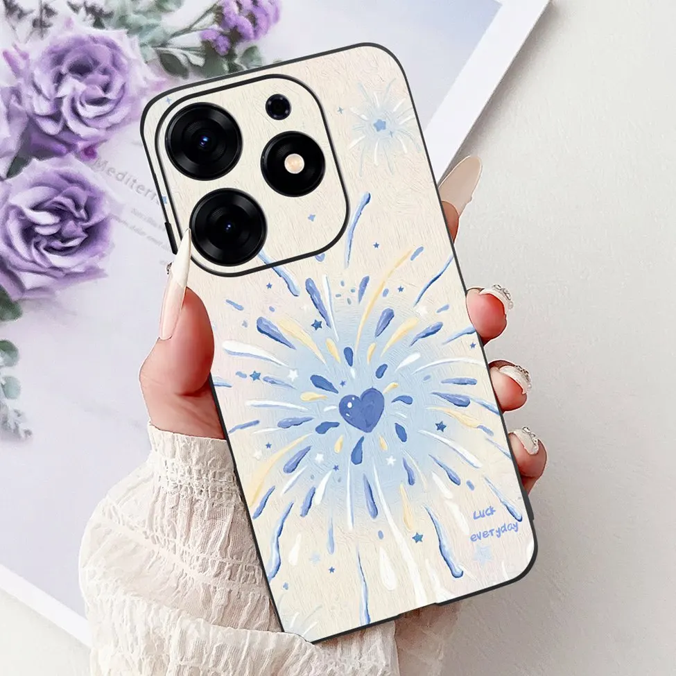 Silicone Cute Fashion Flower Painted Soft Back Cover