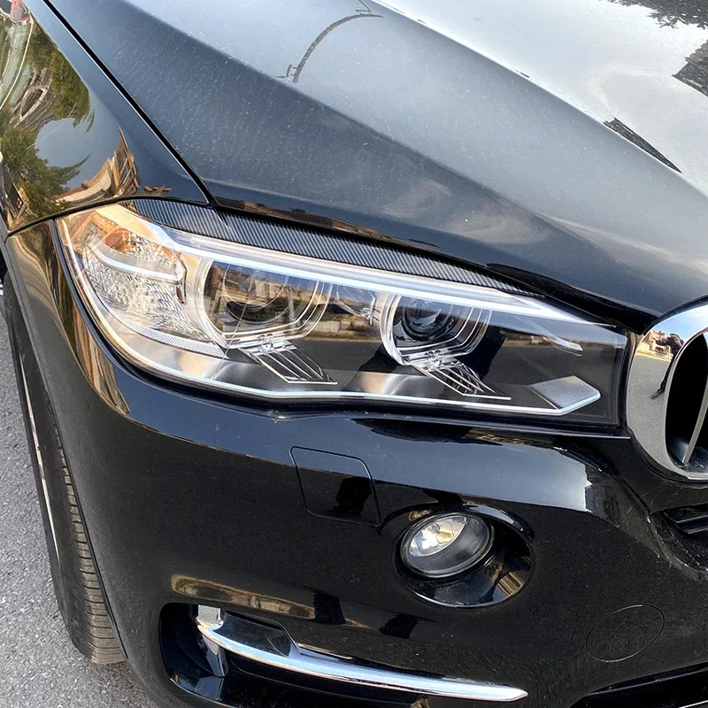 BMW X5 X6 F15 F16 글로스 블랙 자동차 전면 헤드라이트 눈썹 눈꺼풀 스티커, 헤드 램프 조명 장식 트림, 눈썹 2014-2018