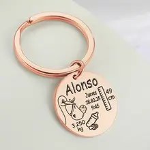 

Personalized Keychain Custom Keychain Name Date Weight Height Boy Girl Child Baby Newborn Key Ring-mother Kids