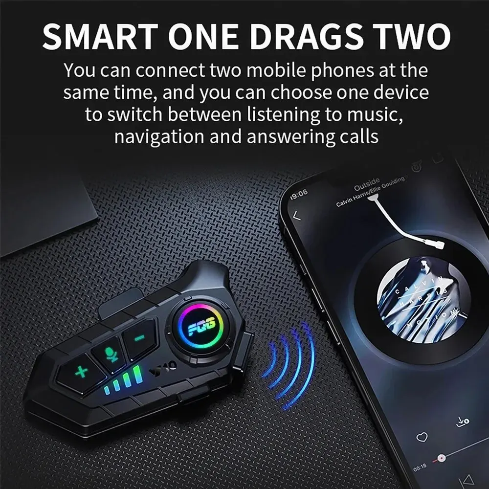 Helmet Headset Wireless Hands-free Bluetooth 5.3 Motorcycle