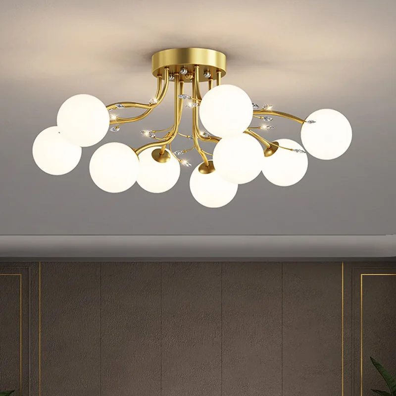 Nordic Glass Ball Ceiling Chandelier Gold for Living Dining Room Bedroom Decor Pendant Lamp Home Indoor Lighting Fixture ceiling chandelier
