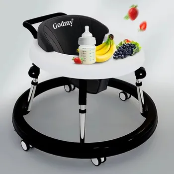 5-18M Baby Walker With Wheels Baby Toddler Foldable Multifunctional Anti-Rolling Anti-O-Leg Walker Height Adjustable Seat 1
