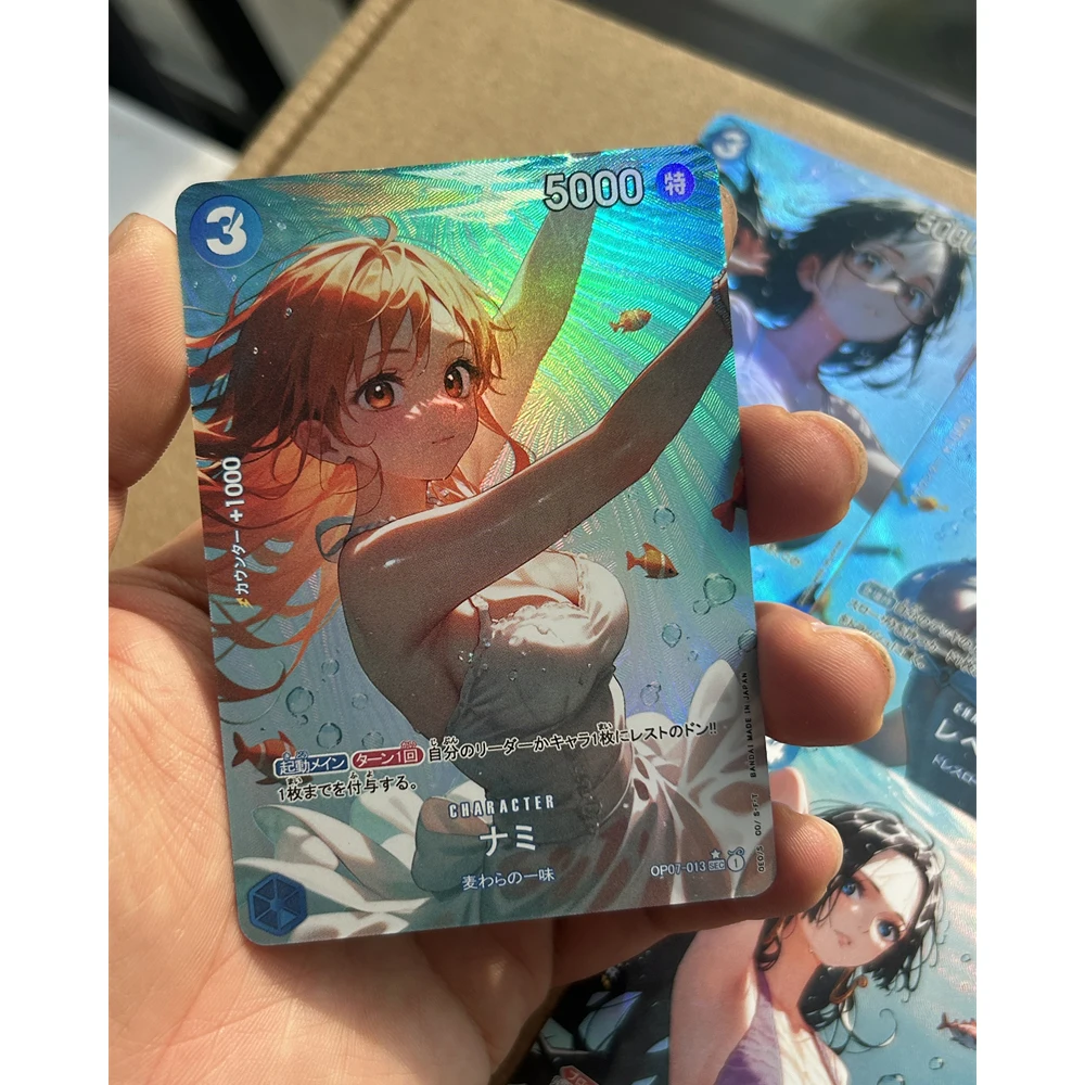 9Pcs/set Diy One Piece Ocean Series Nami Hancock Vivi Robin Yamato Flash Card Self Made Classic Anime Collection Cards Gift Toy