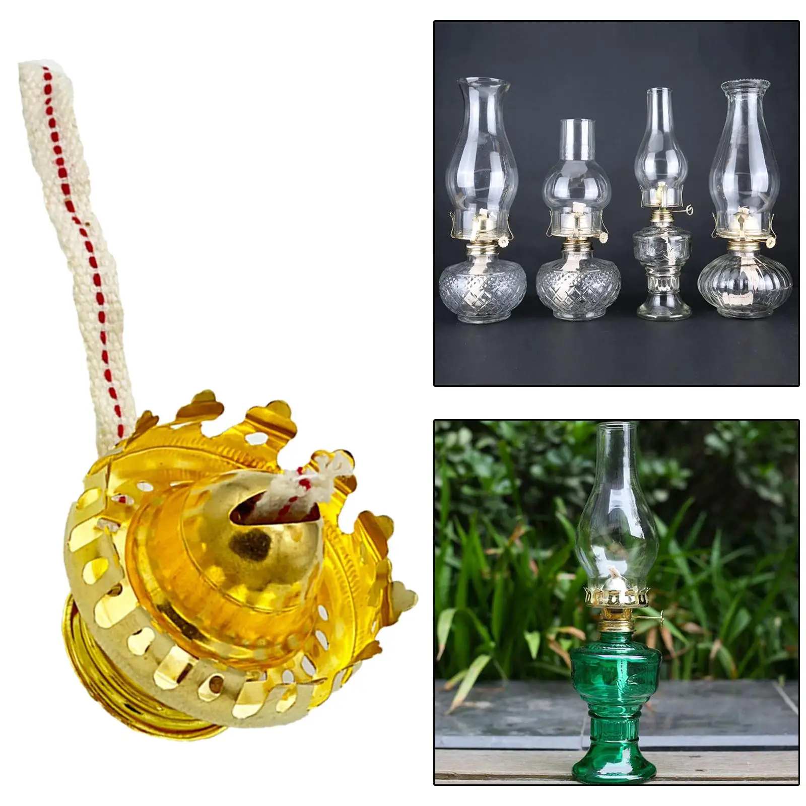 Oil Lamp Burner Adjustable Wick Holder Aluminum Alloy Oil Lamp Holder for Glass Desktop