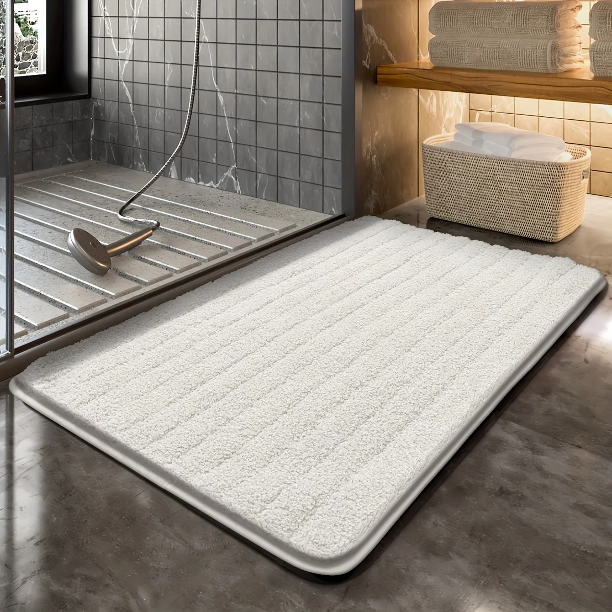

Коврик для ванной 1 шт., очень мягкий Впитывающий Коврик для ванной премиум-класса, коврик для двери ванной комнаты, напольный ковер для спальни, гостиной, нескользящий ковер Comfo