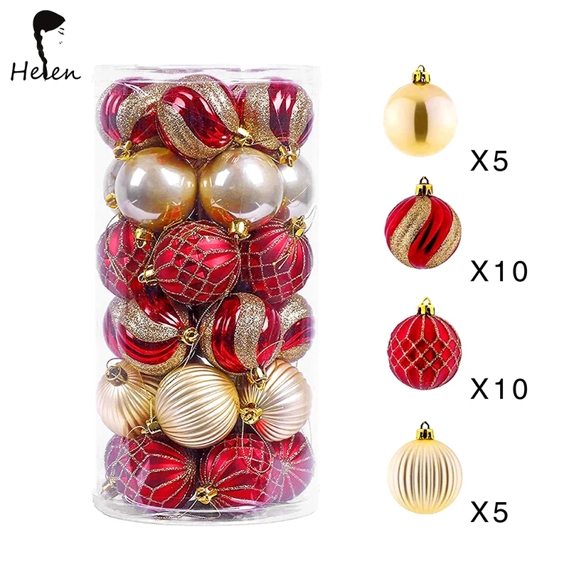 6cm Bucket Shaped Plastic Ball Set of Electroplated Christmas Balls Decorations For Christmas