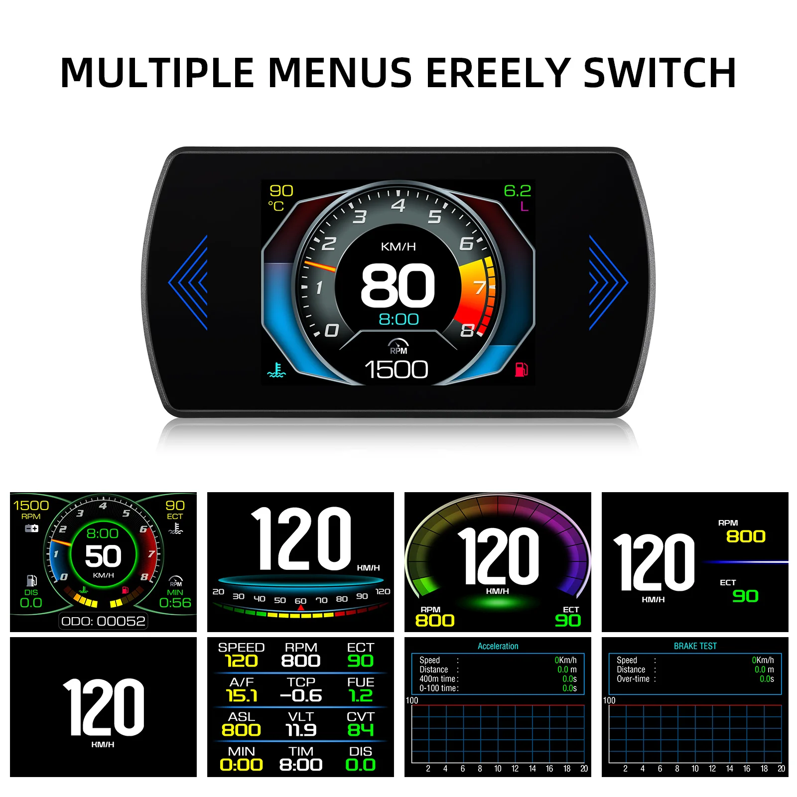 HUD OBD  ӵ 跮 º ǻͿ ڵ  ÷,  溸,  跮,  RPM, P12S