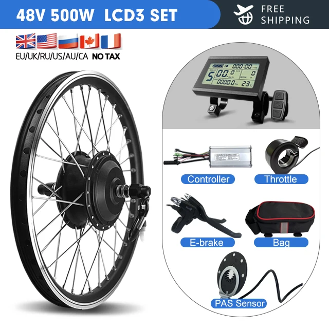front wheel electric bicycle kit BAFANG G020 Bike Conversion 48V 500W 25MPH | 20" 26" 700C 29" | Max Torque 65N.m | Fit for 100mm Front Dropout average speed Motor Kit Front Direct Drive