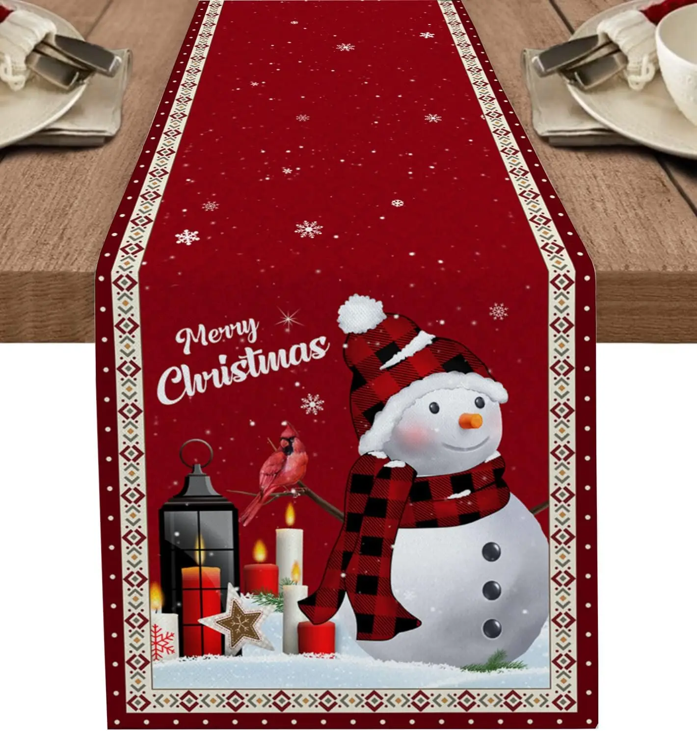 

Рождественские Зимние льняные скатерти со снежинками, комод, моющиеся кухонные скатерти для обеденного стола, рождественские украшения