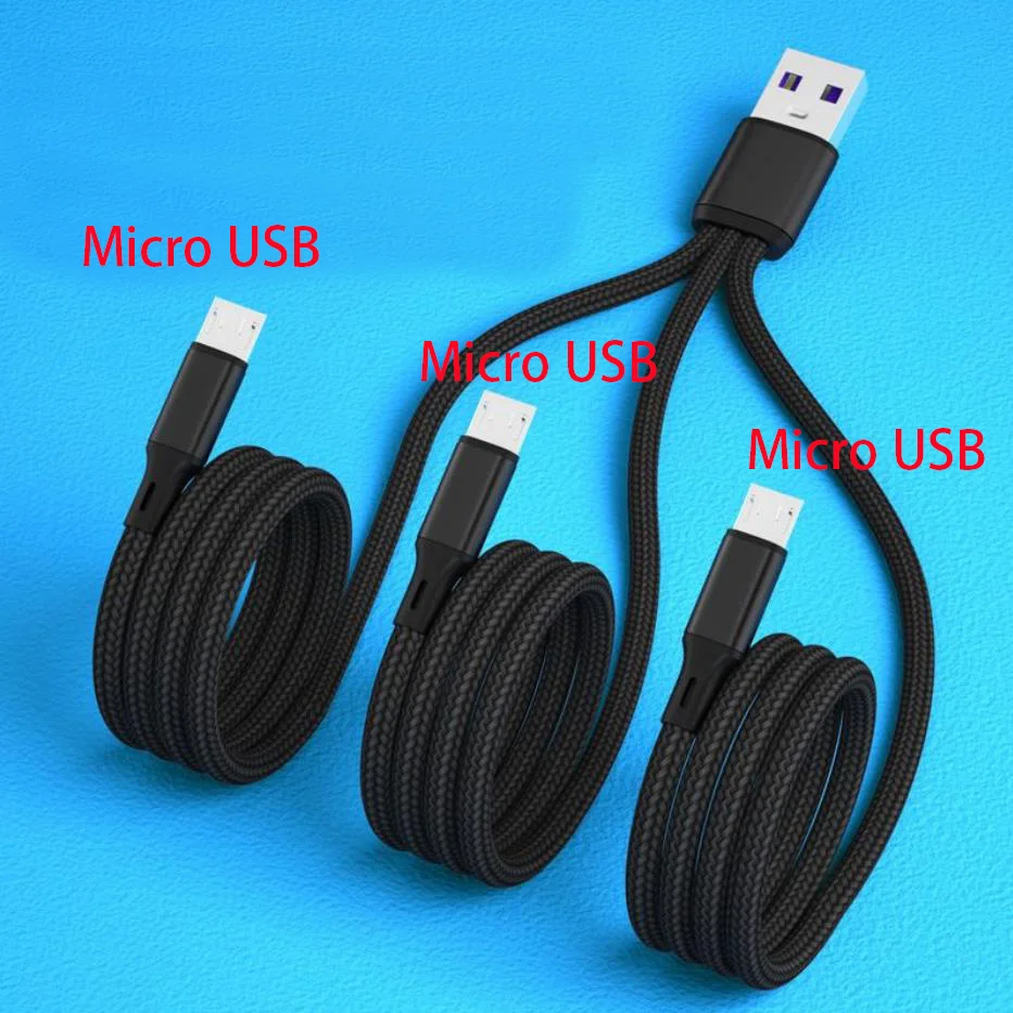 휴대폰 보조배터리 면도기 충전용 USB 충전 케이블, 3 커넥터, 3 타입 C 3 마이크로 USB 스플리터 코드, 6A 고속 충전 