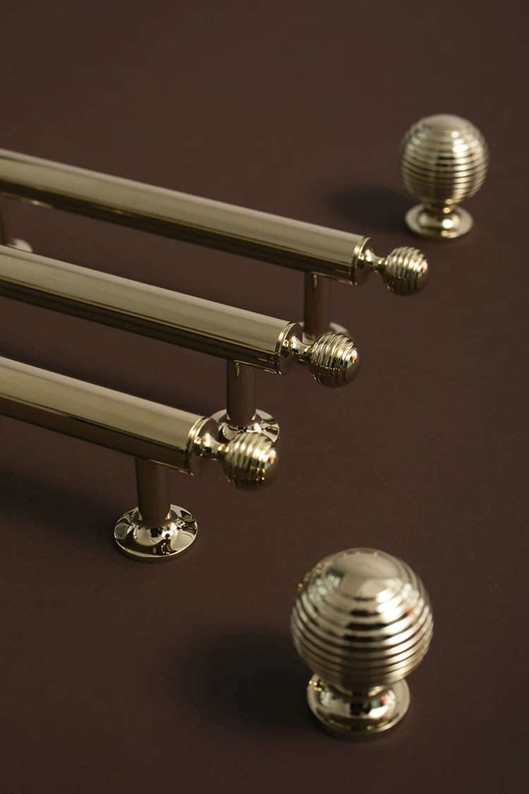 Bright Gold Brass Round Ball Cabinet Knobs,