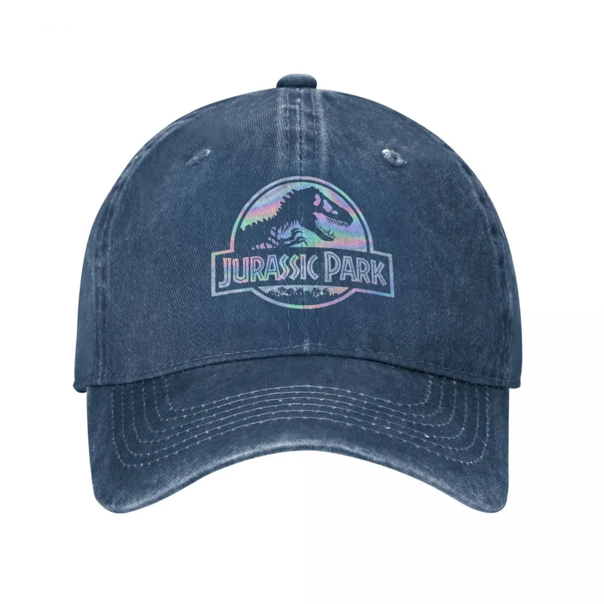 

Jurassic Parks Unisex Style Baseball Cap Retro Holographic T-Rex Movie Logo Distressed Denim Hat Outdoor All Seasons Sun Cap