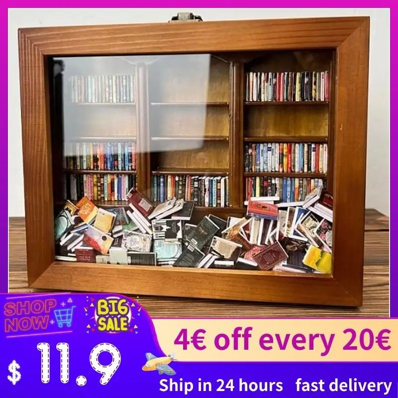 

Tiny Library Wooden Bookshelf Miniature Bookshelf Shake Away Your Anxiety Birthday Gift Anti Anxiety Bookshelf accessories