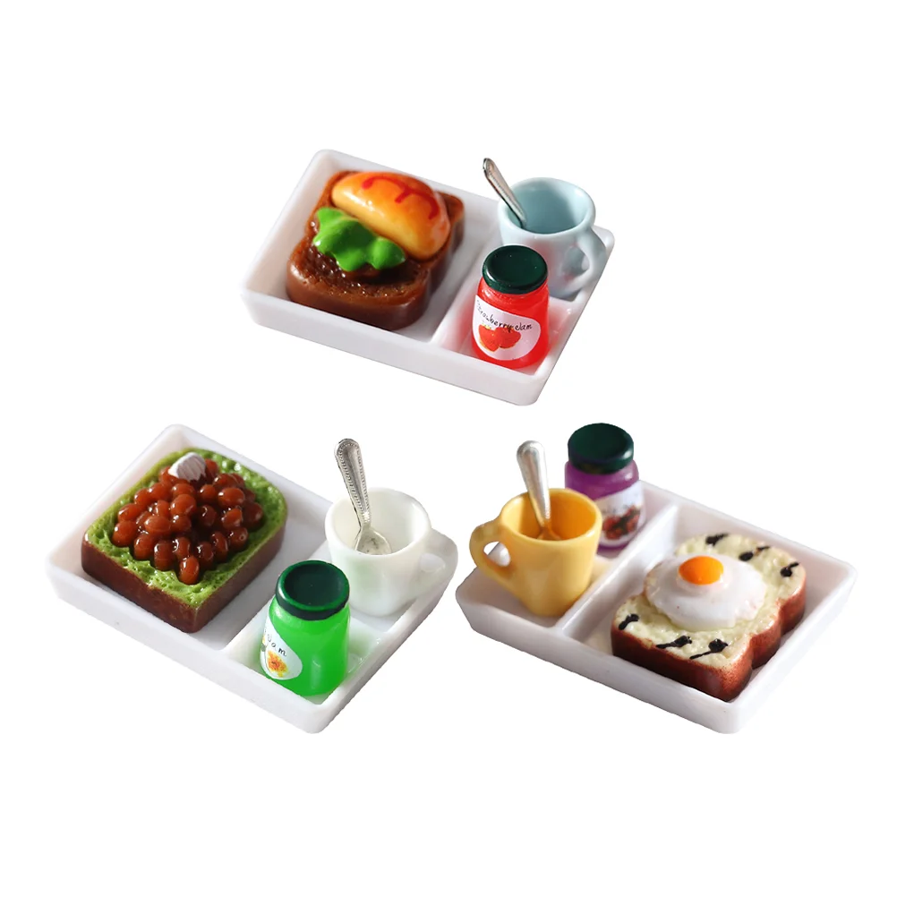 

3 Sets Miniature Kitchen Food Drinks Model Toys DIY Micro Landscape Accessories