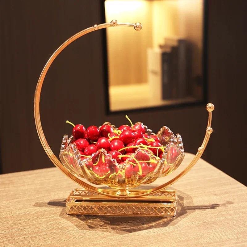 

Crystal Glass Net Red Fruit Plate Modern Home Living Room Tea Table Creative Light Luxury Snack Candy Plate Decoration