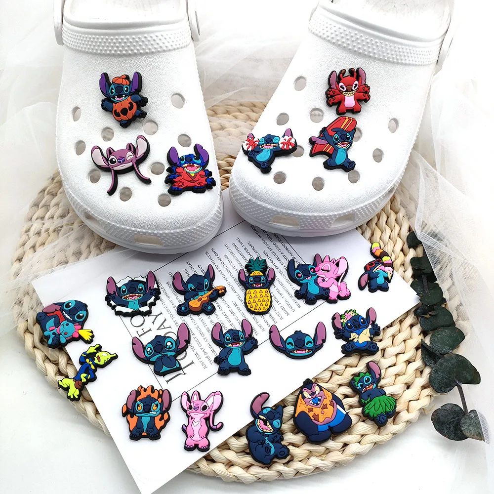 22pcs/set Cute Cartoon Stitch Croc Decoration PVC Shoe Charms DIY Shoe Aceessories for Croc