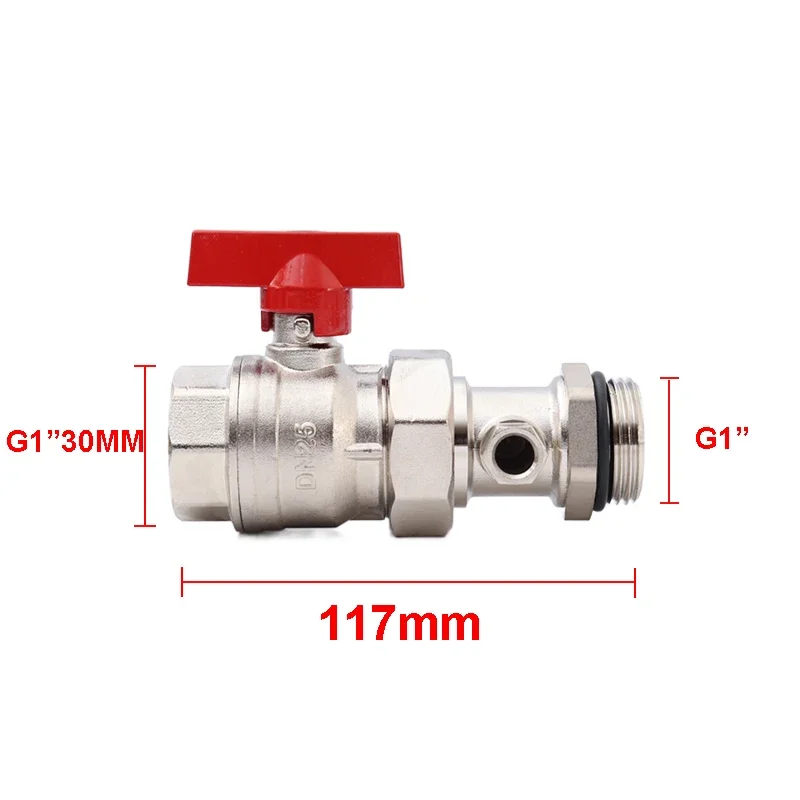 One Set / DN25 Brass Ball Valve with Thermometer 0~100 For Manifold Underfloor Heating System
