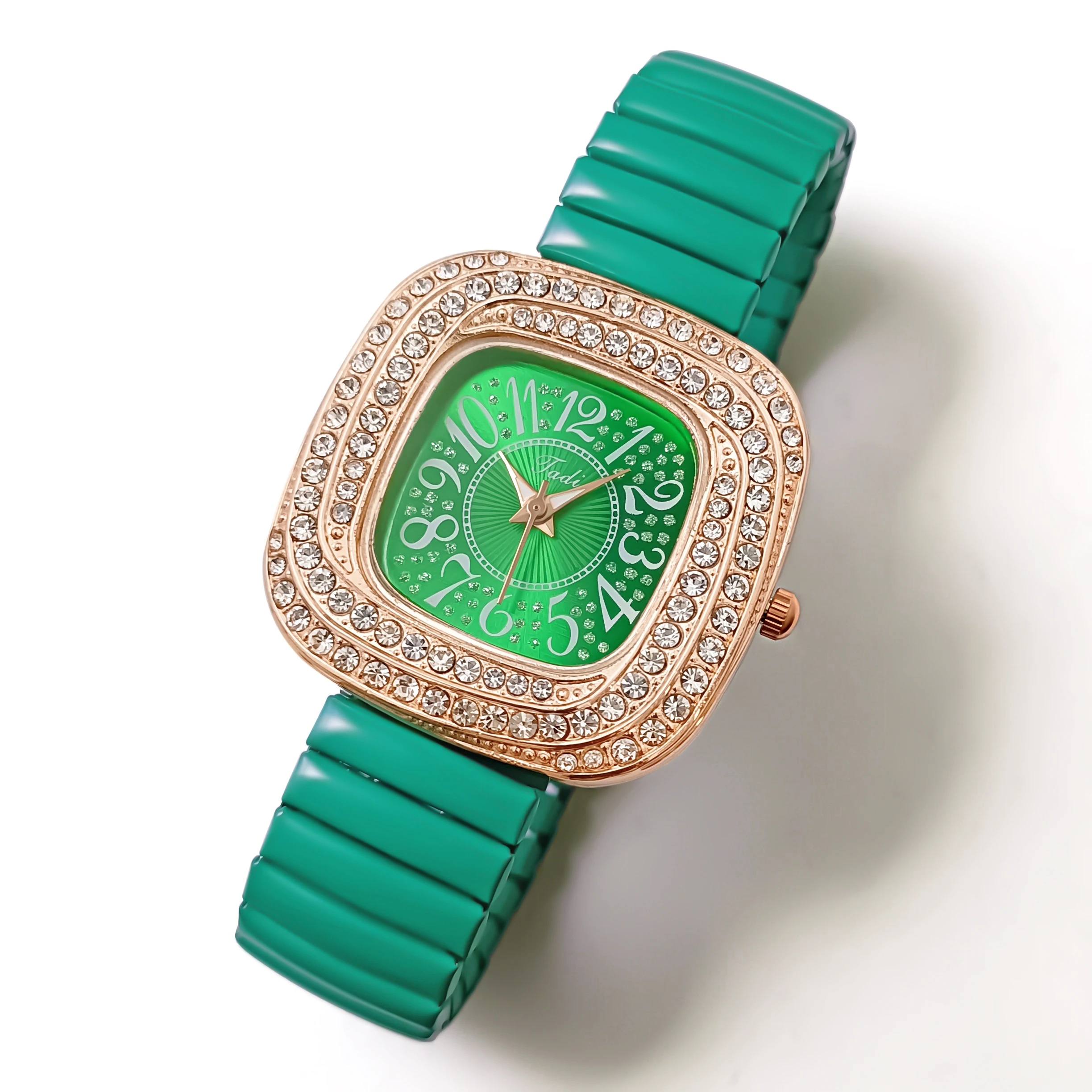 Women Fashion Business Diamond Elastic Band Quartz Watch 4