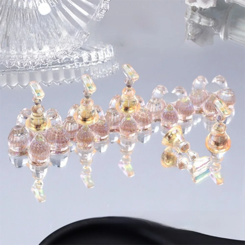 Crystal Flower Shape Magnetic Nail Holder Shiny Press on Nail Art Display Kit Reusable Strong Magnetic