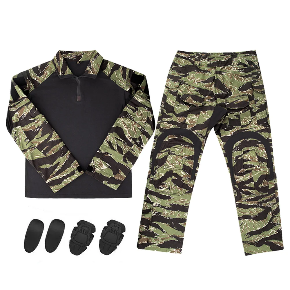 KRYDEX Camouflage G3 Combat Uniform Clothing Suit Hunting CP Style Tactical BDU Shirt & Pants Kit Tiger Stripe Camo