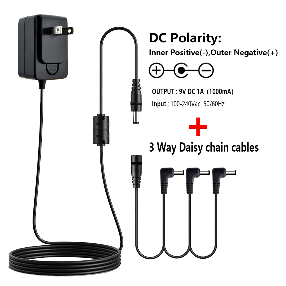 Guitar Pedal Power Adapter Guitar Pedal Power Adapter Supply 9V DC 1A Low Noise Magnetic Ring US EU UK AU Plug 3 way 4 way 5 6 8 Cables