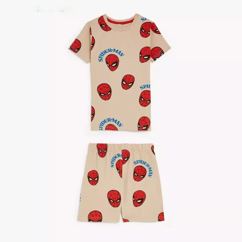 Summer Kids Boy Sets Cartoon Spider Man Marvel Short Sleeved Tee Pullover T-shirt and Elastic Waist Shorts Q1196 4