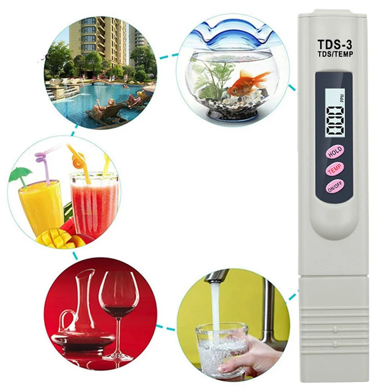 Water Quality Tester Handheld TDS Digital Water Tester Water Test Pen Quality Analysis Meter Purity Check 0-9999 ppm Measurement