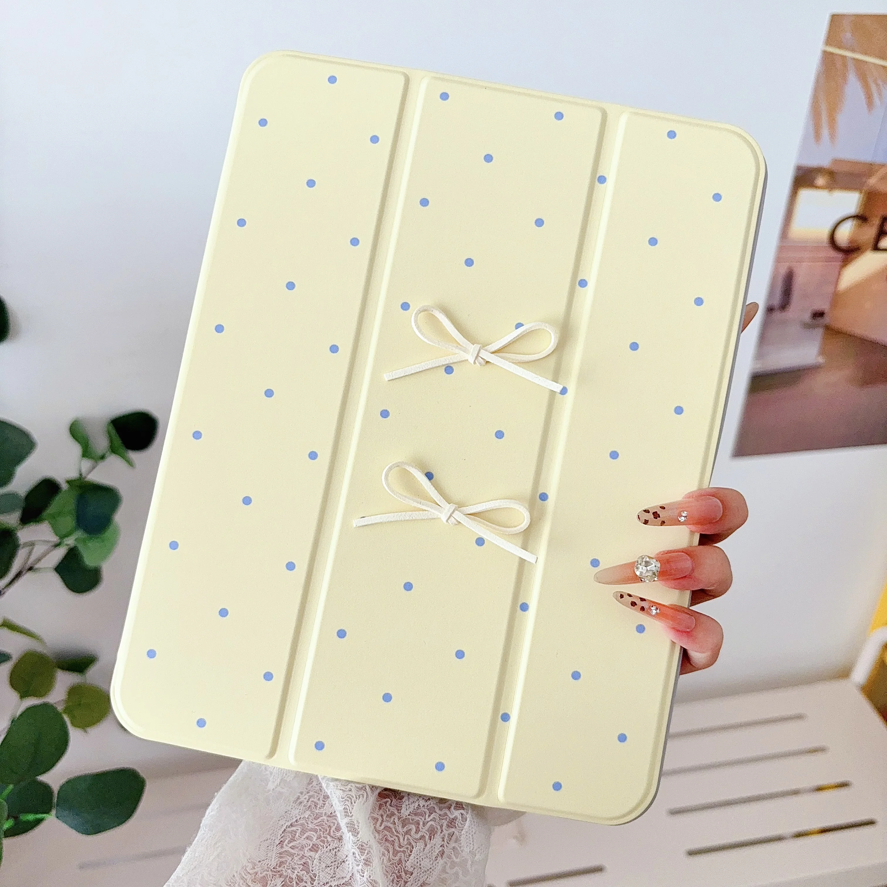 3D Minimalist Bow Polka Dots Cute Sweet Tablet Case Cover