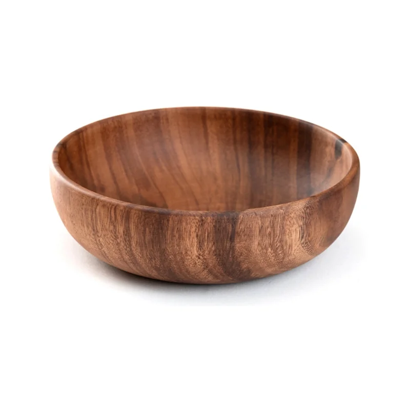 Wooden Salad Bowl Round Dessert Displays Serving Trays Fruit Food Salads Snack Soup Bowl For Home Coffee Shop-AC82