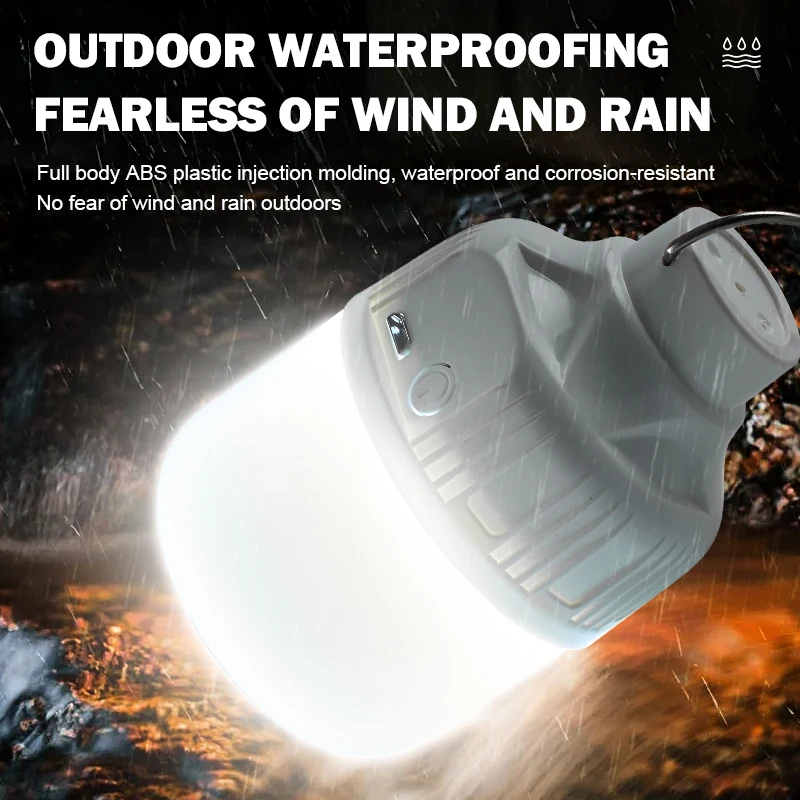Camping Light USB Rechargeable LED Emergency Lamp Outdoor Portable Lanterns with Hook 1 / 2 / 4 / 8pcs for BBQ Tents Battery Bulb camping light portable lanterns camping lamp camping lantern