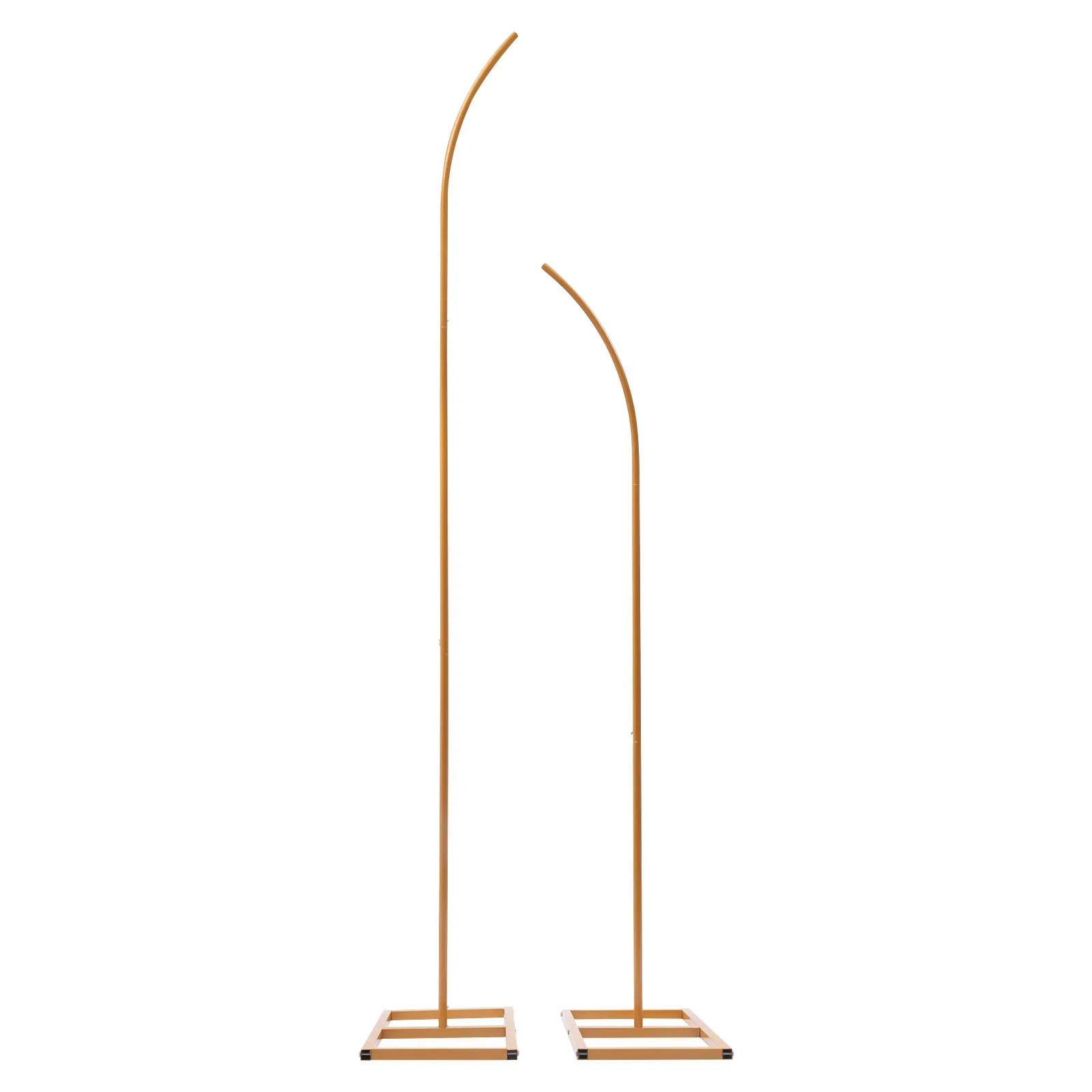 2 Pieces Gold Wedding Arch Balloon Flower Backdrop Stands Road Guide Wedding Stand Curved Top Frames 6ft, 8ft